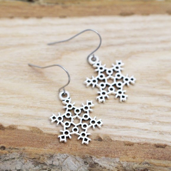 Snowflake Charm Earrings - Picture 4 of 10